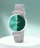 Green Dial Steel Metal Chain Analog Watch For Women