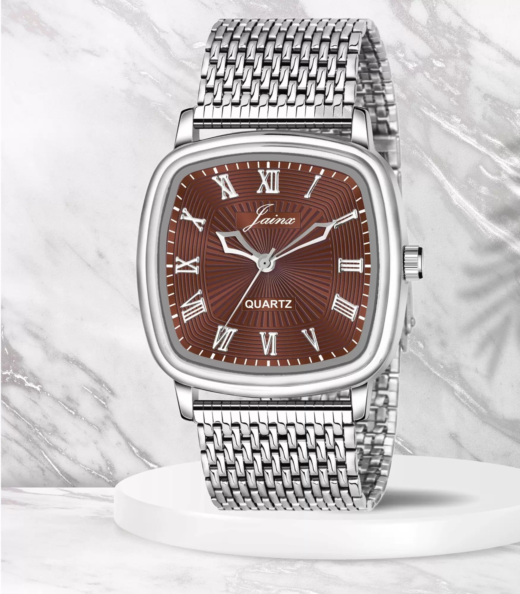 Jainx Brown Dial Steel Chain Analog Wrist Watch for Men