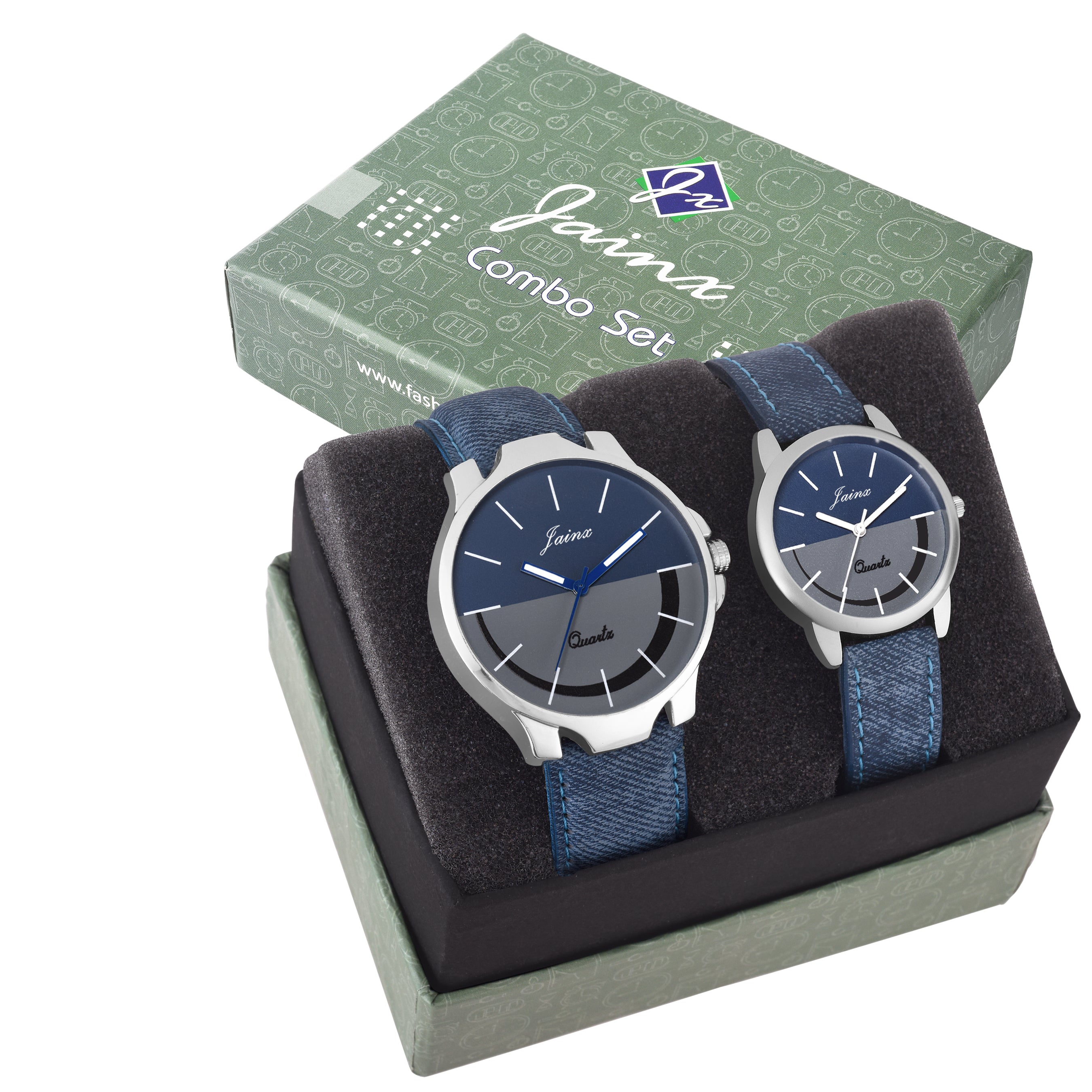 Jainx Stylish Couple'S Denim Strap Analog Watch - JC439