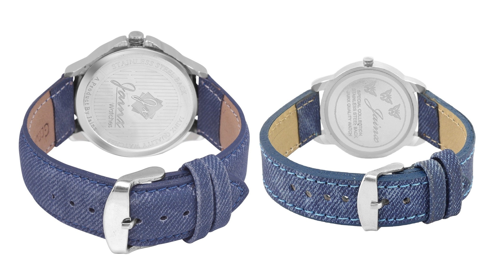 Jainx Stylish Couple'S Denim Strap Analog Watch - JC439