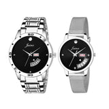 Couple's Black Dial Day And Date Analog Watch 