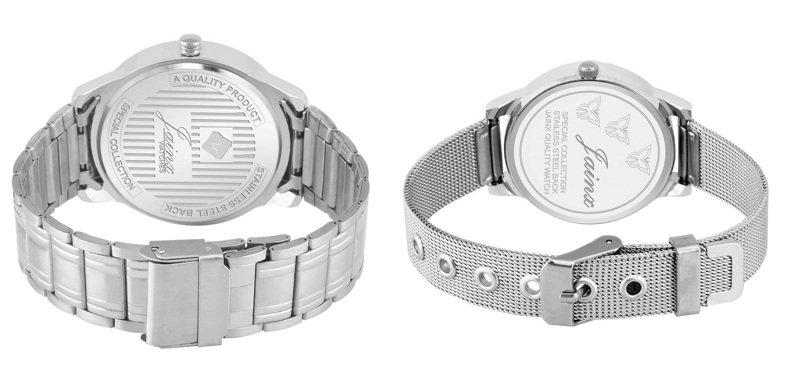 Jainx Couple'S Black Dial Day And Date Analog Watch - JC451