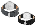 Jainx Stylish Couple'S Black Denim Leather Strap Analog Watch - JC461