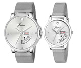 Jainx Analog Silver Dial Metal Chain Watch For Couple - JC489