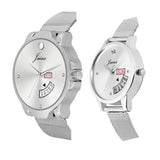 Jainx Analog Silver Dial Metal Chain Watch For Couple - JC489