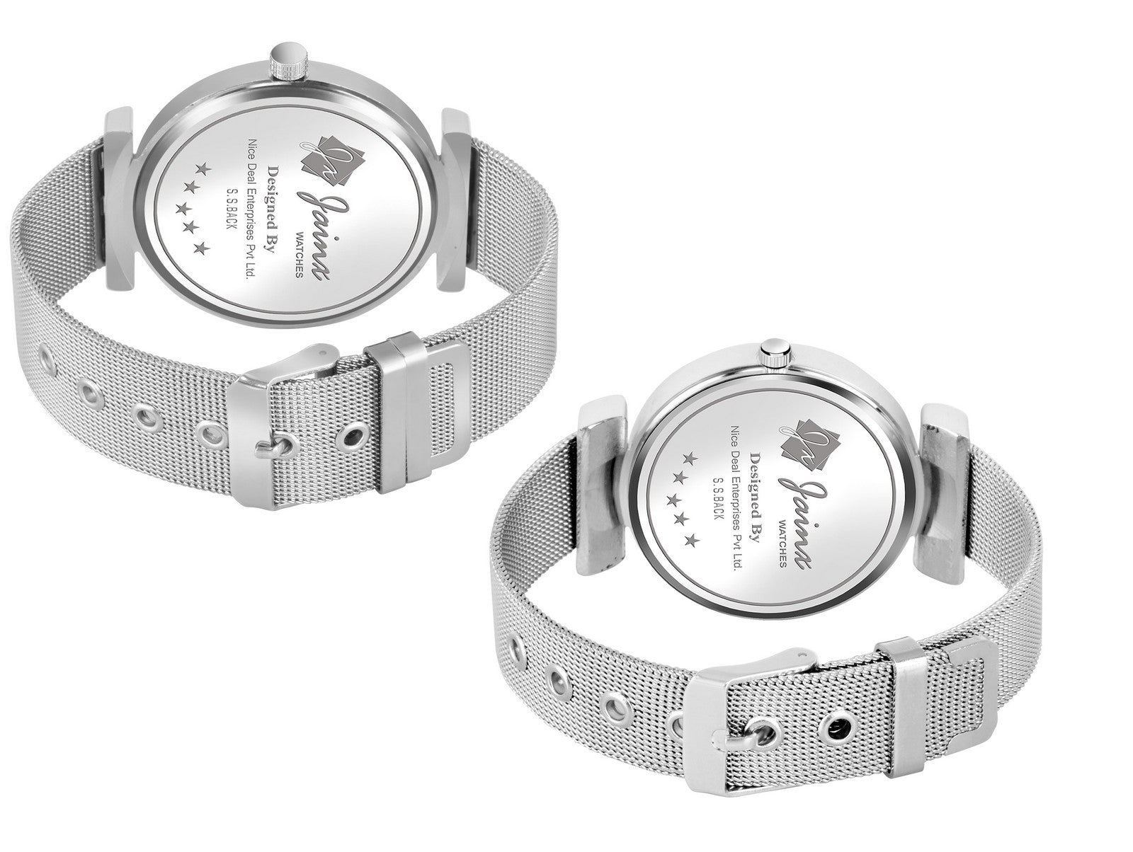 Jainx Couple'S Blue Dial Silver Steel Mesh Chain Analog Watch - JC9402