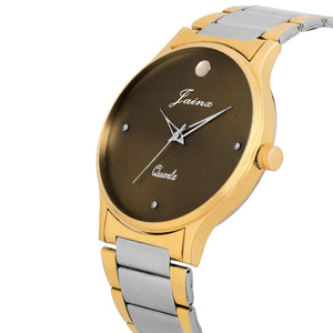 Jainx Brown Dial Golden Premium Analog Watch - For Men JM1103