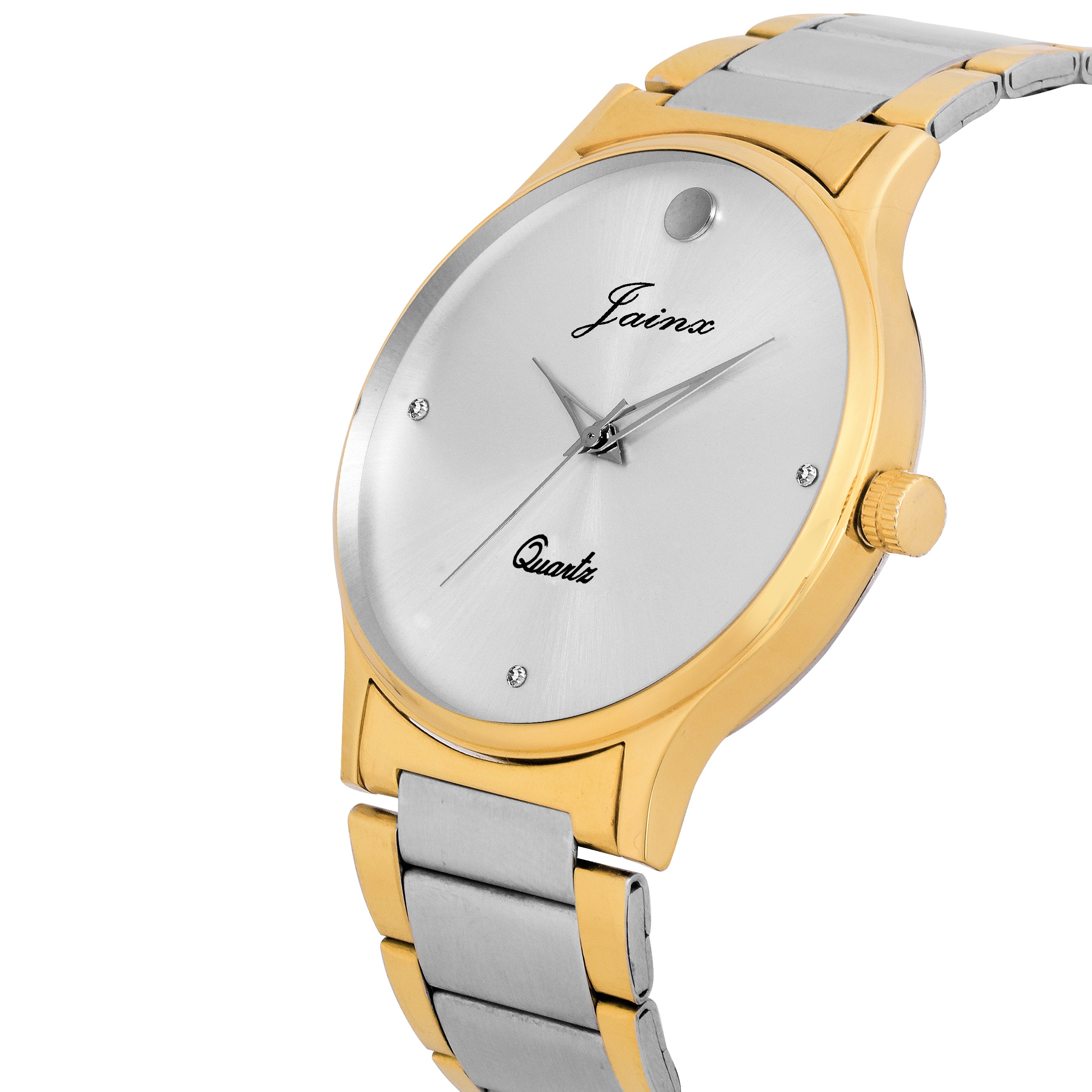 Jainx Silver Dial Golden Premium Analog Watch - For Men JM1104