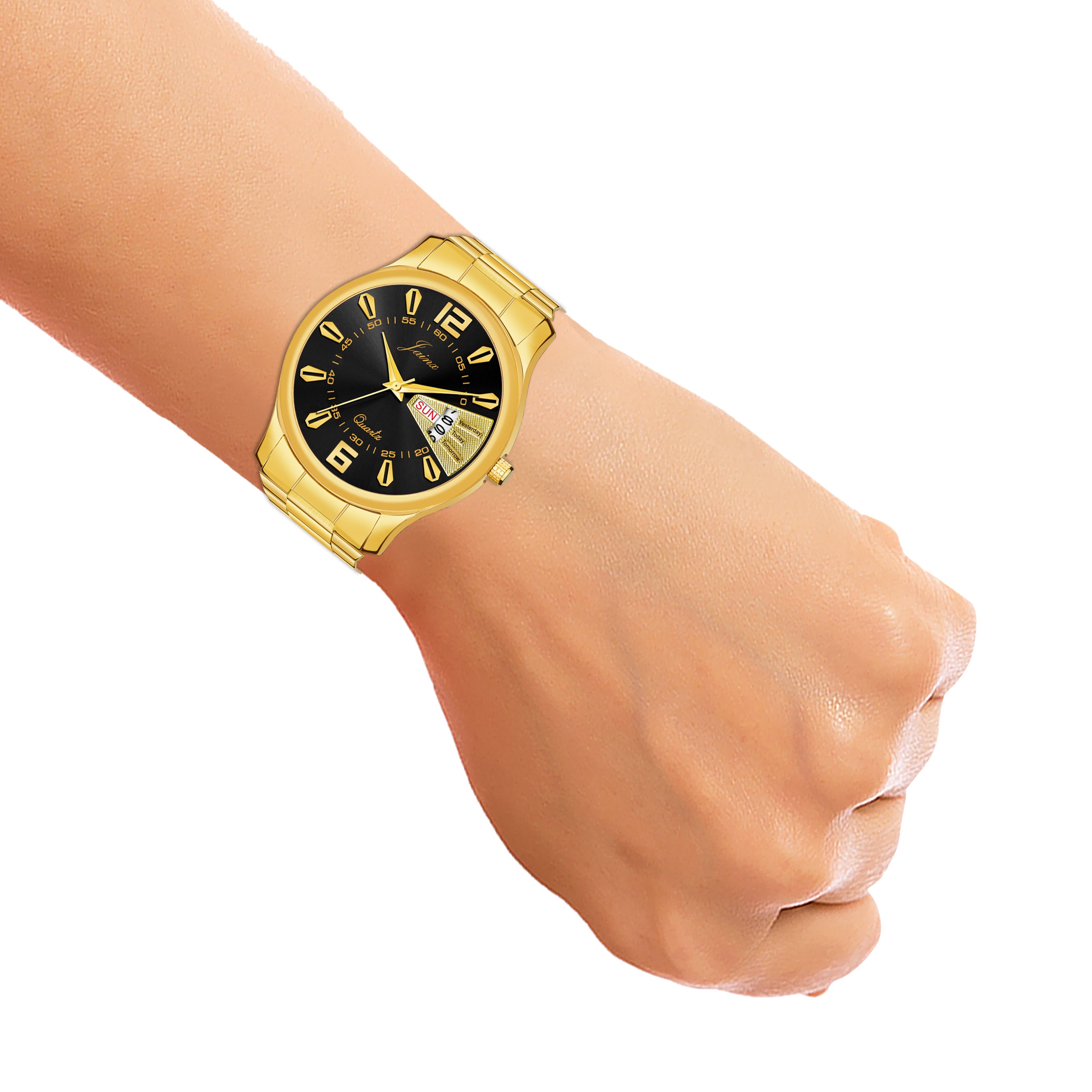 Jainx Premium Day And Date Function Golden Chain Analog Watch For Men - JM1156