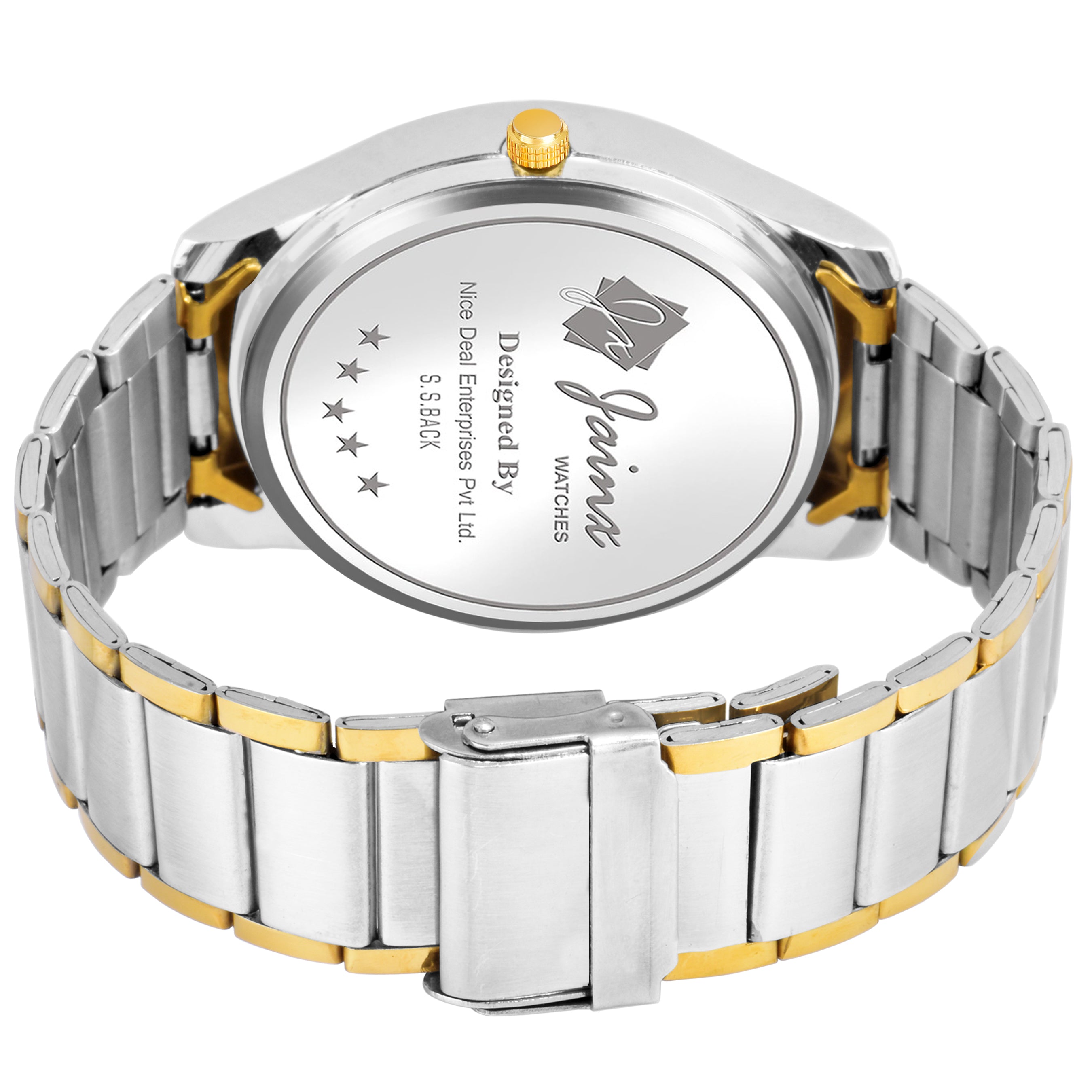 Jainx Premium Day And Date Function Golden Dial Analog Watch - For Men JM1158