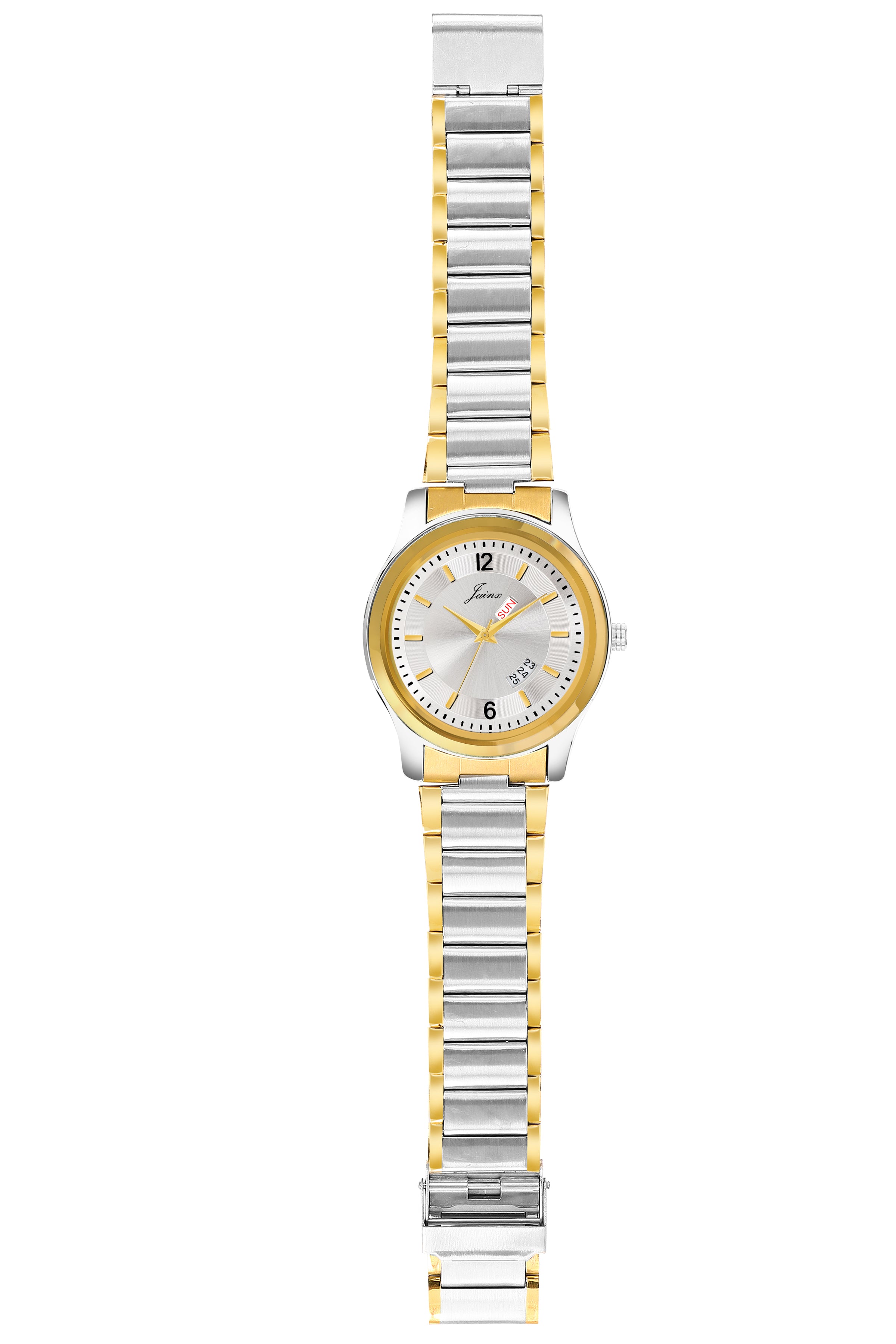Jainx Silver Dial Day And Date Functioning Analog Watch - For Men JM1173