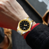 Jainx Black Dial Gold Plated Steel Analog Watch - For Men JM1174