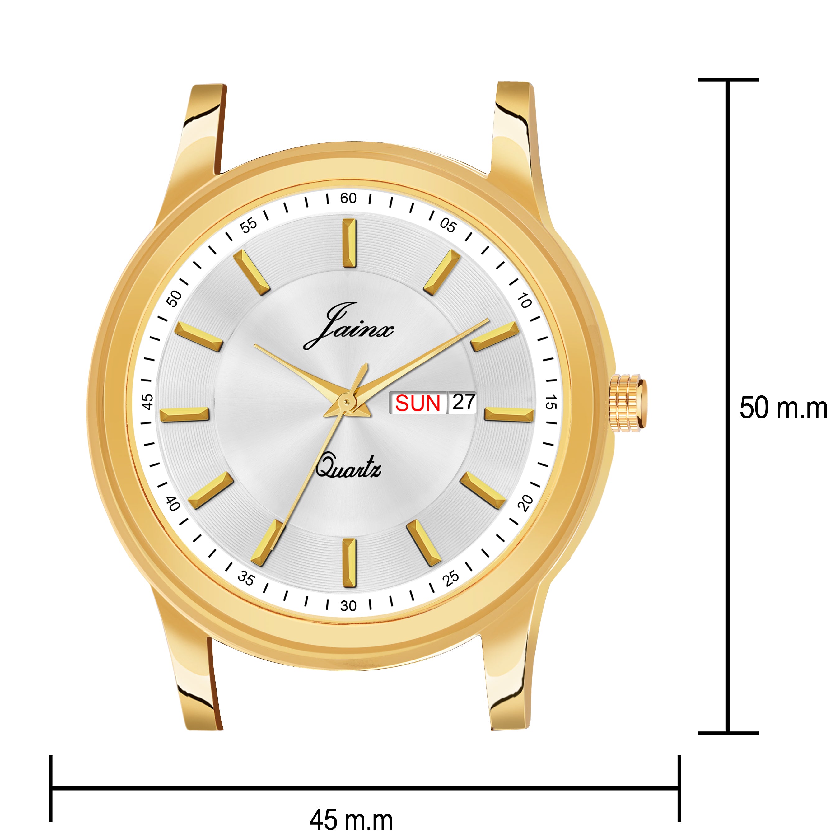 Jainx Premium Day & Date Feature White Dial Analogue Watch For Men - JM1176