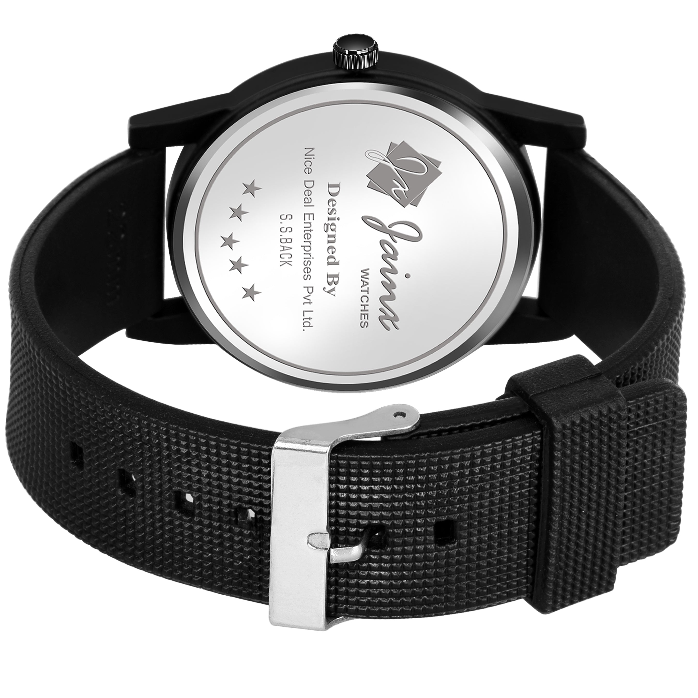 Jainx Black Dial Black Silicone Mesh Strap Analog Watch - For Men JM351