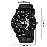 Jainx Black Day & Date Function Mesh Band Analog Watch For Men - JM396