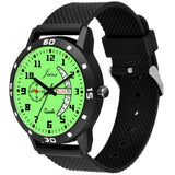 Jainx JM7108 Day & Date Function Radium Dial Rubber Band Analog Watch - For Men