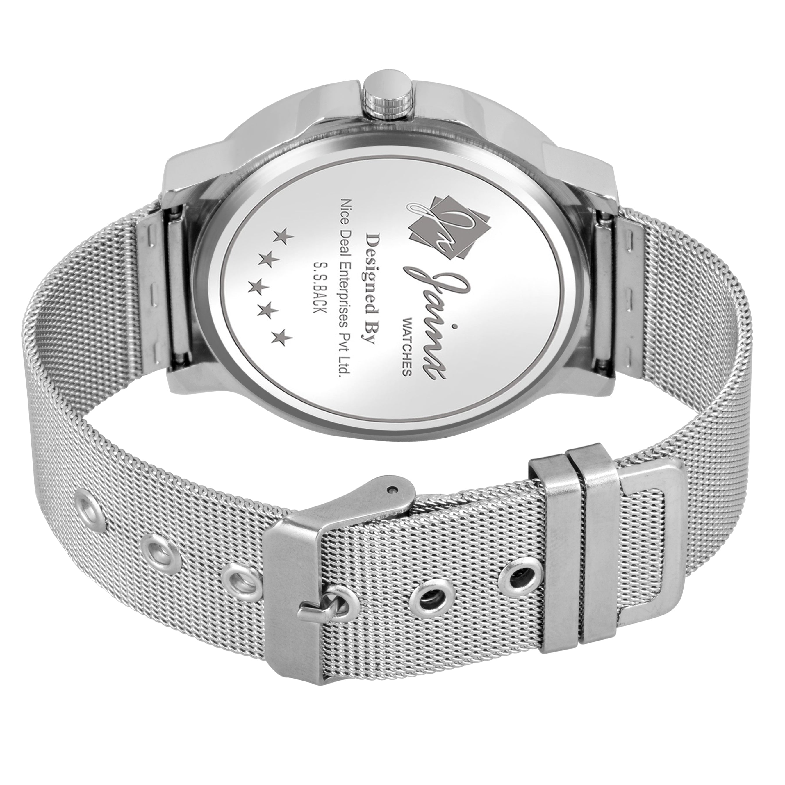 Jainx Blue Day & Date Function Dial Steel Mesh Chain Analog Watch - For Men JM7119