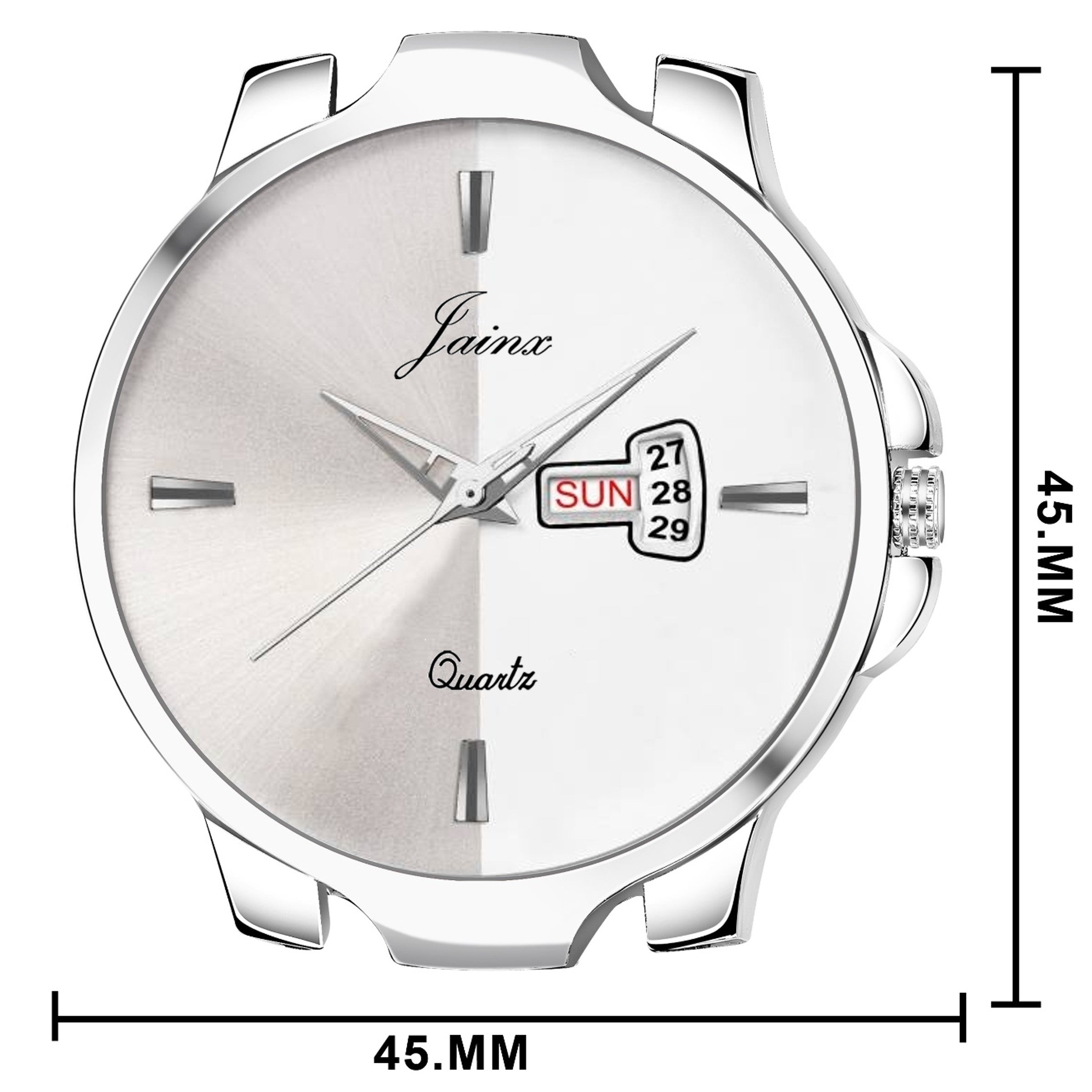 Jainx JM7133 Brown Leatherette Strap Silver Day And Date Dial Analog Watch - For Men