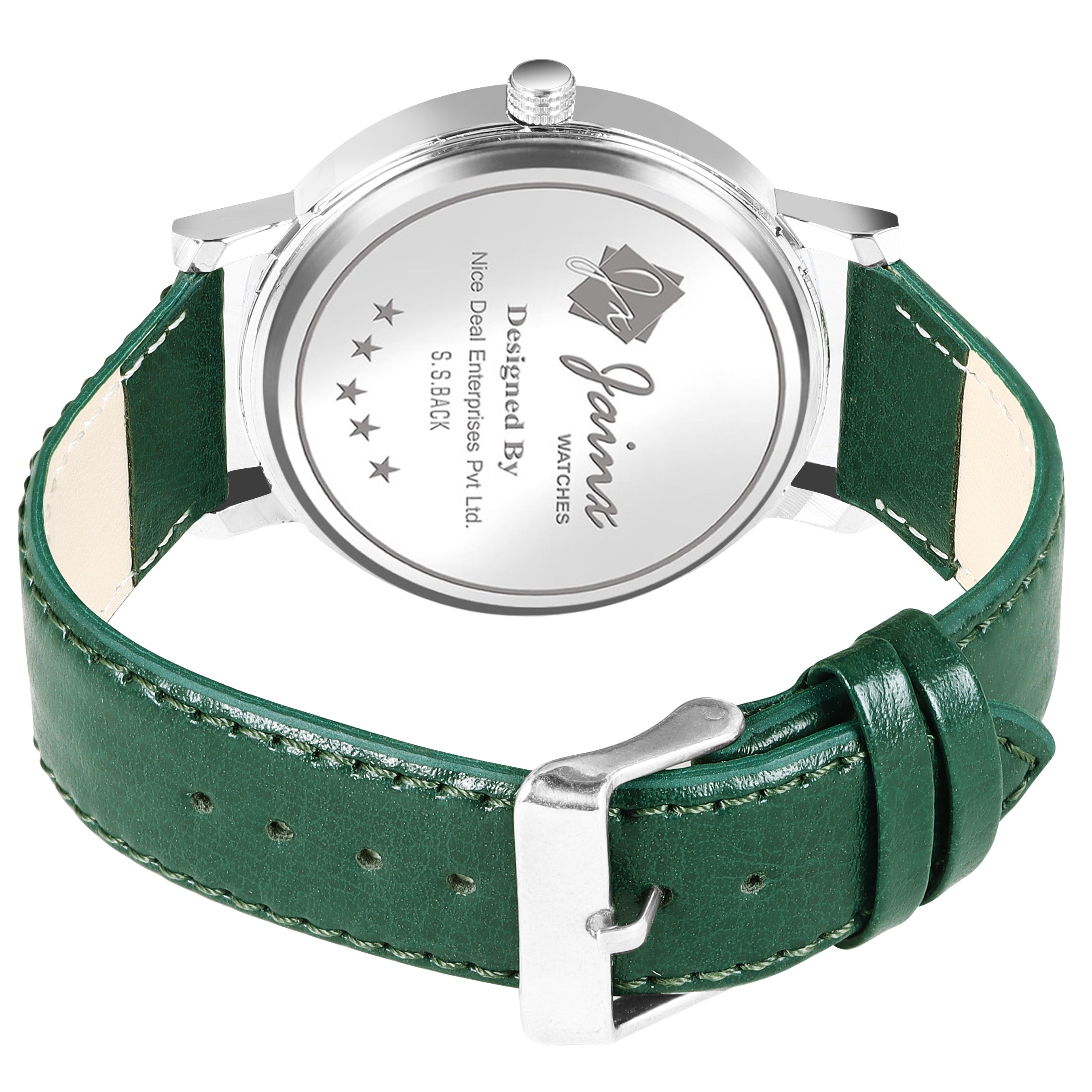 Jainx Men'S Green Leather Strap Analogue Watch - JM7142
