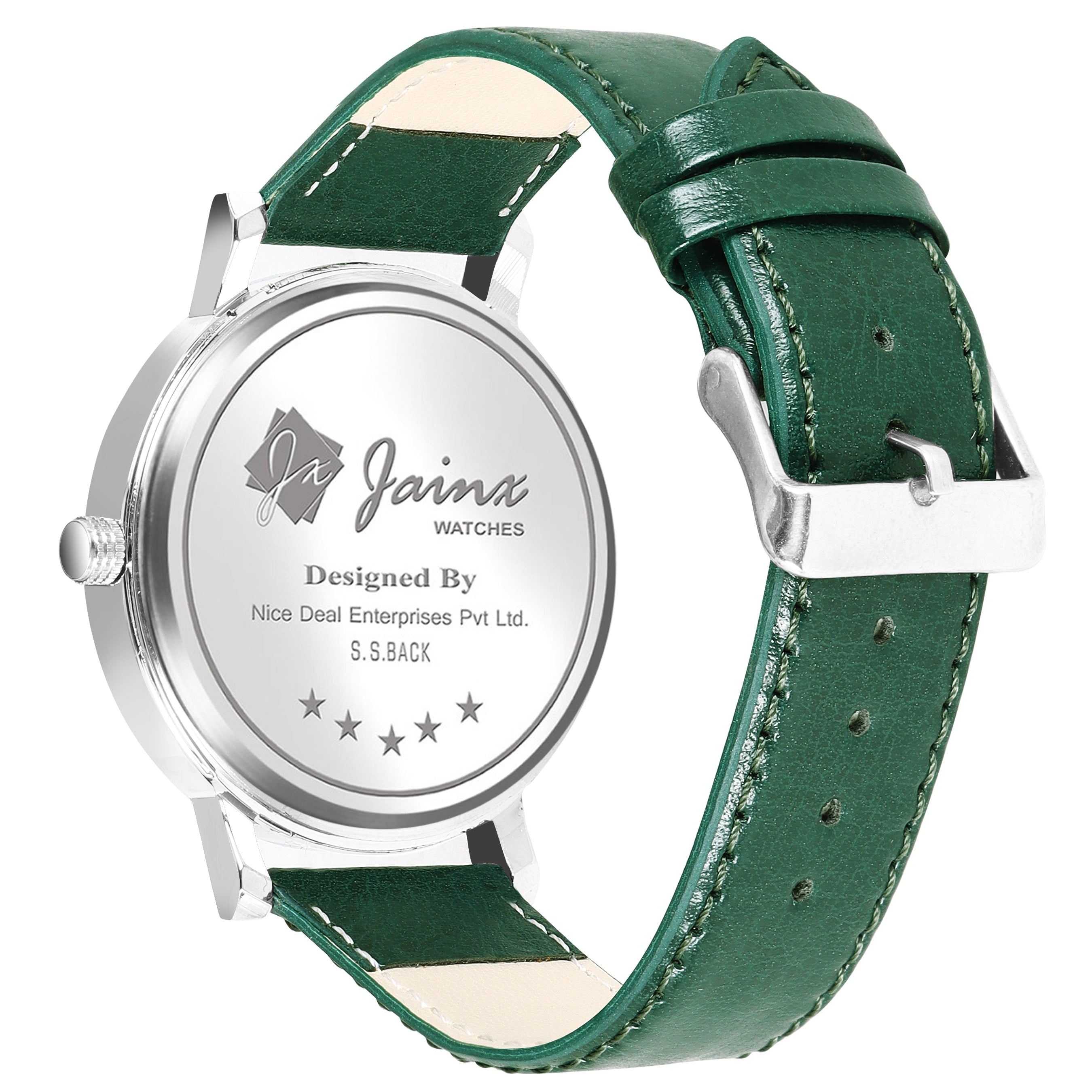Jainx Men'S Green Leather Strap Analogue Watch - JM7143
