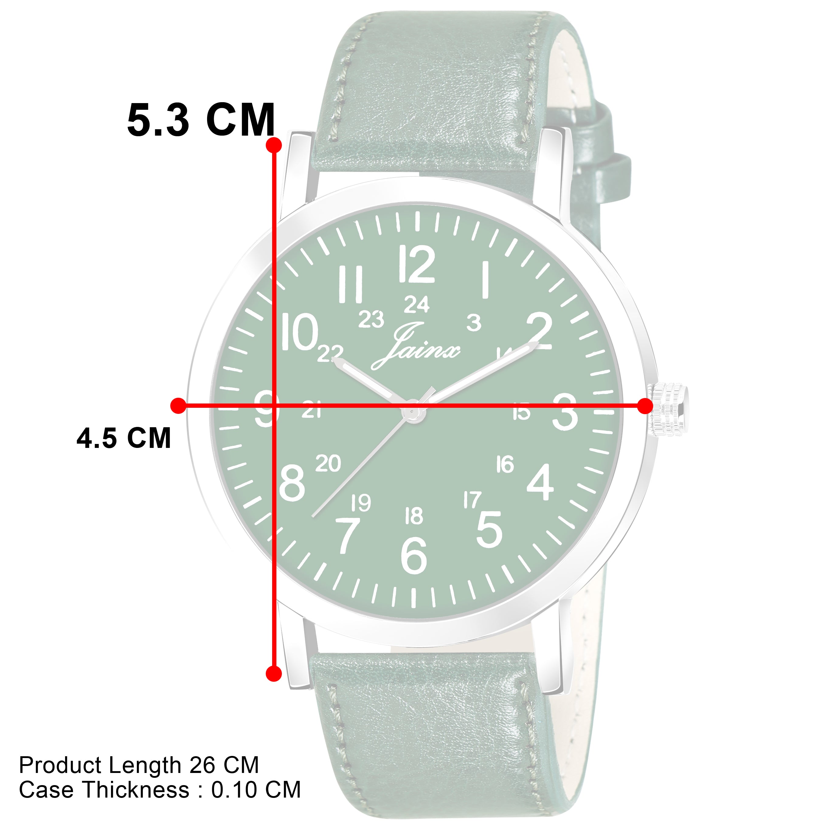 Jainx Men'S Green Leather Strap Analogue Watch - JM7143