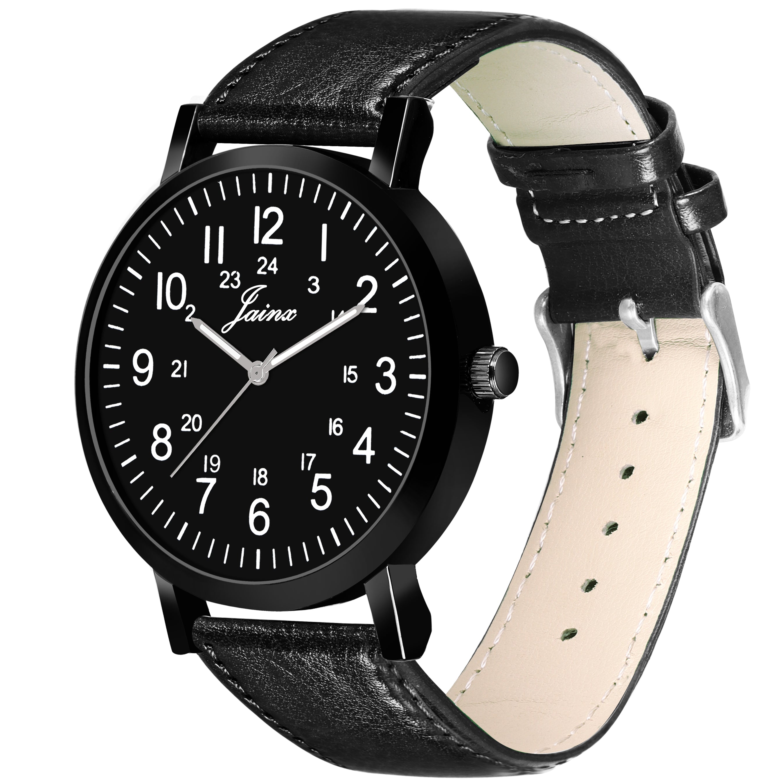Jainx Men'S Black Dial Leather Strap Analog Watch - JM7145