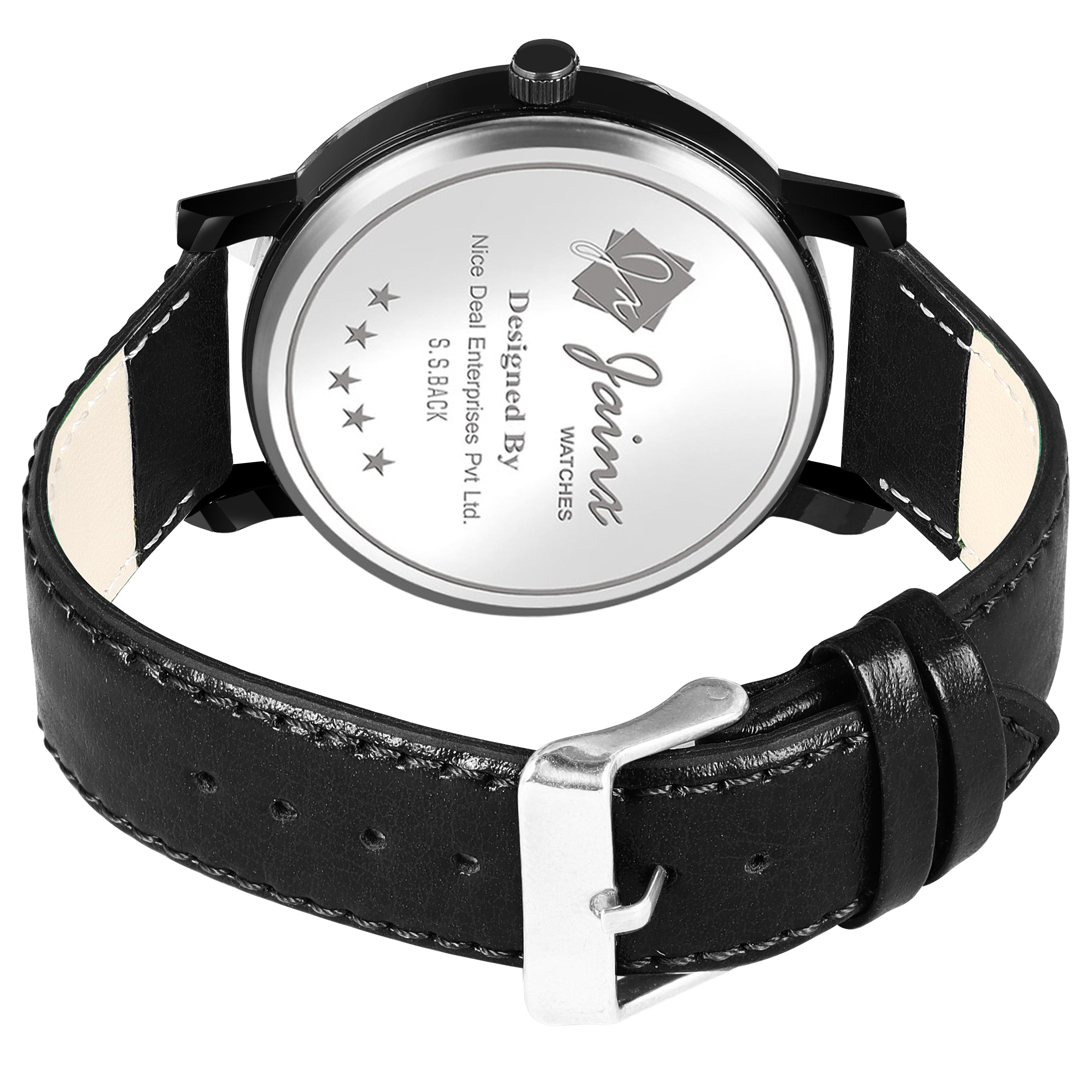 Jainx Men'S Black Dial Leather Strap Analog Watch - JM7145