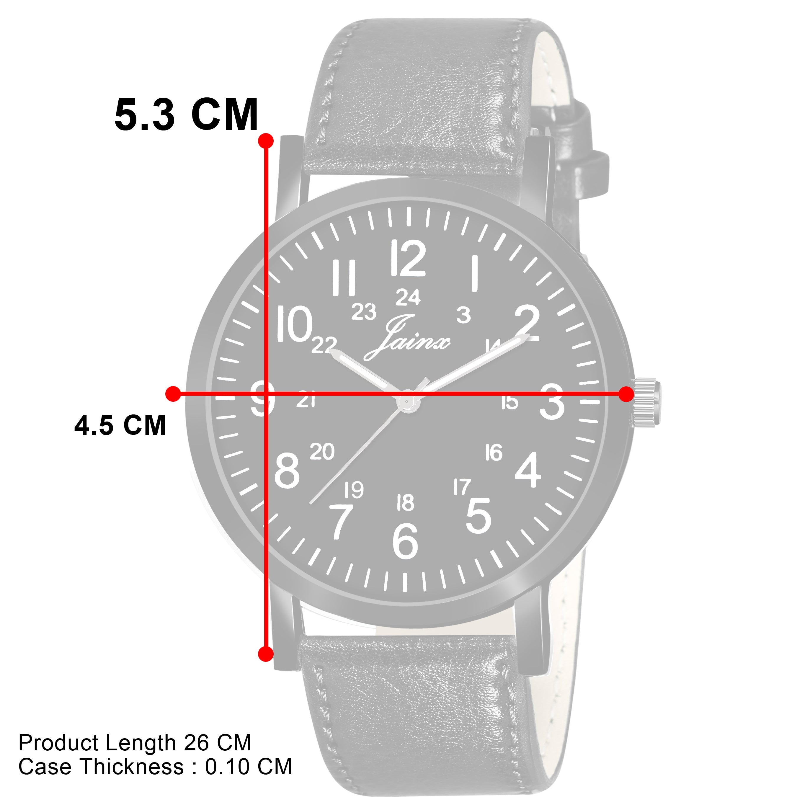 Jainx Men'S Black Dial Leather Strap Analog Watch - JM7145