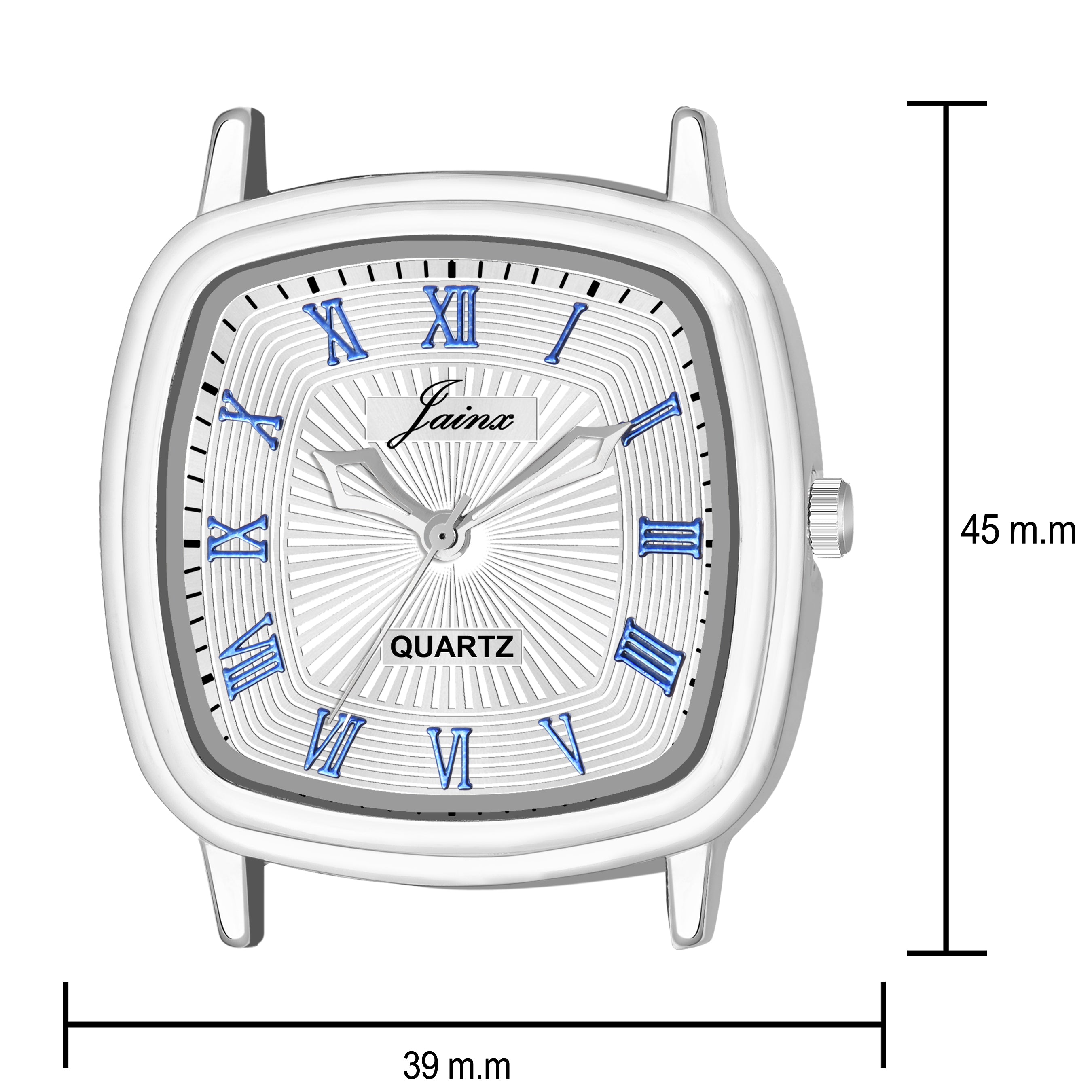 Jainx Silver Dial Blue Leather Strap Watch For Men - JM7162