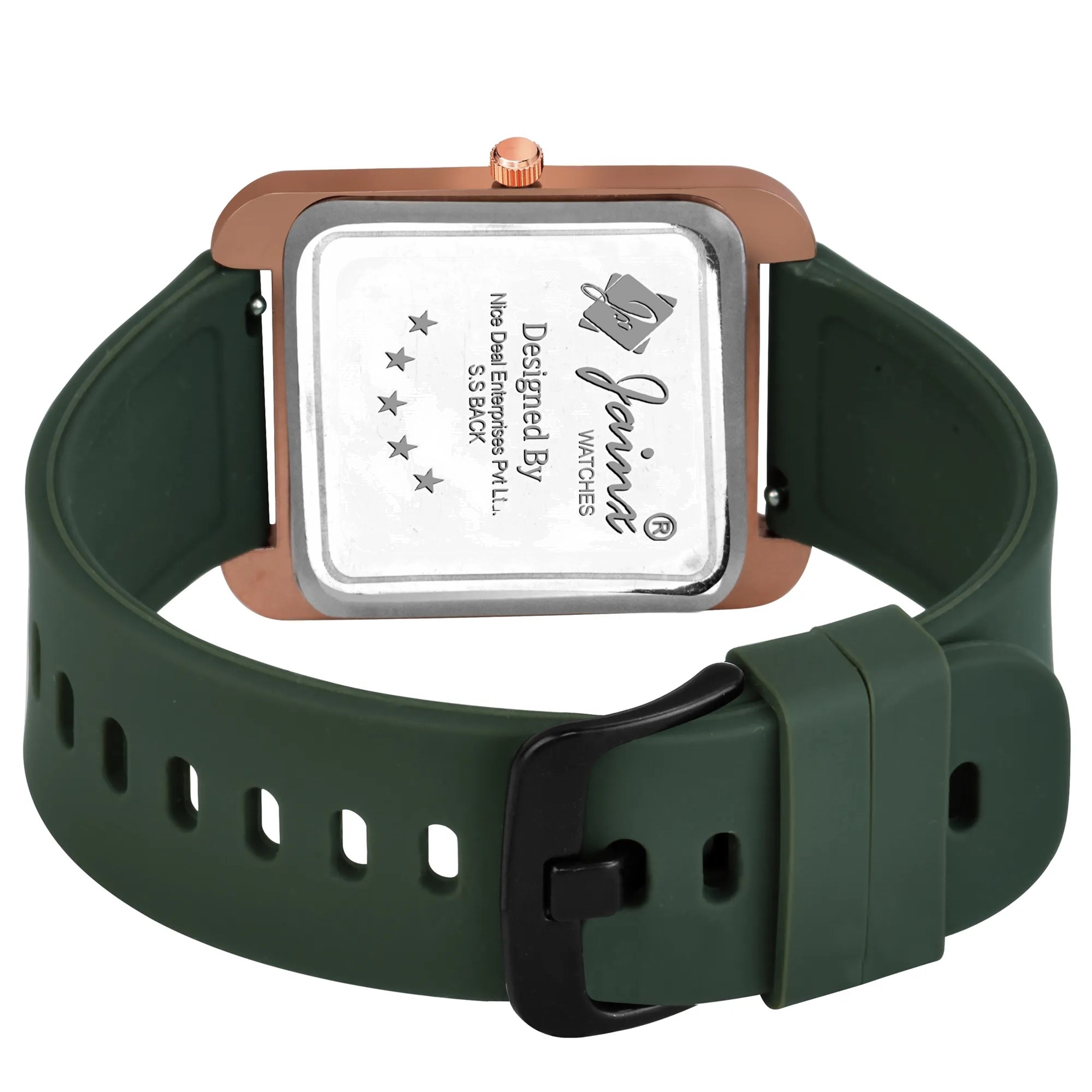 Jainx Square Shape Silicone Strap Analog Wrist Watch For Men - JM7170