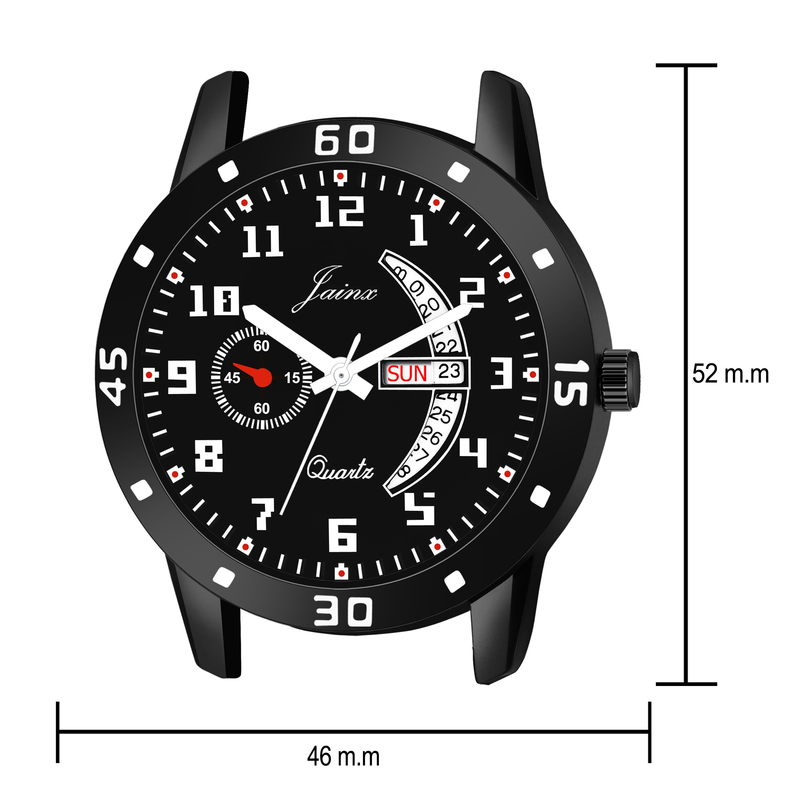 Jainx Black Day And Date Dial Silicone Band Analog Watch - For Men JM7173