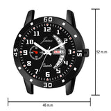 Jainx Black Day And Date Dial Silicone Band Analog Watch - For Men JM7173