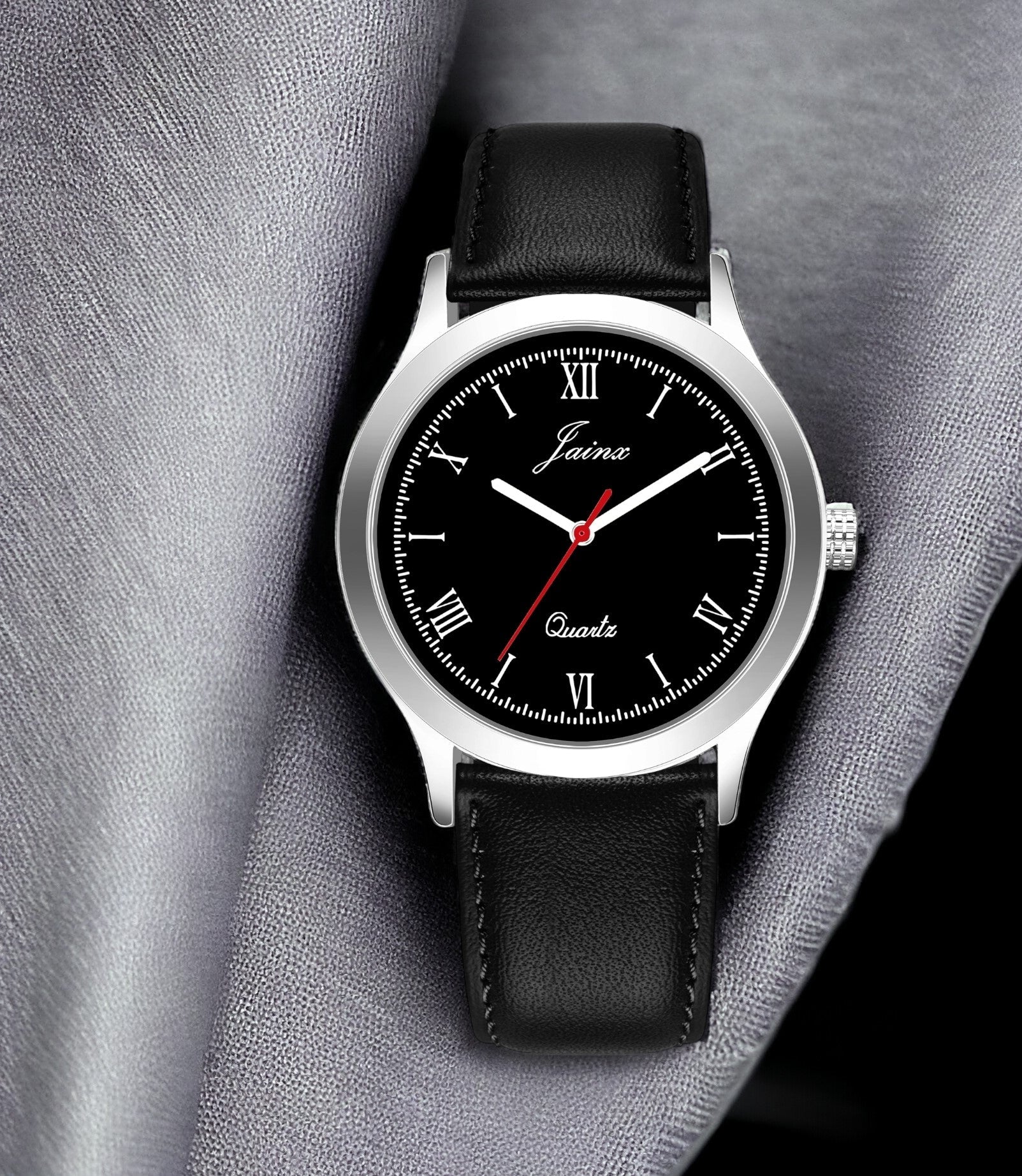 Jainx Black Leather Band Analog Wrist Watch for Men - JM7180 - Jainx Store