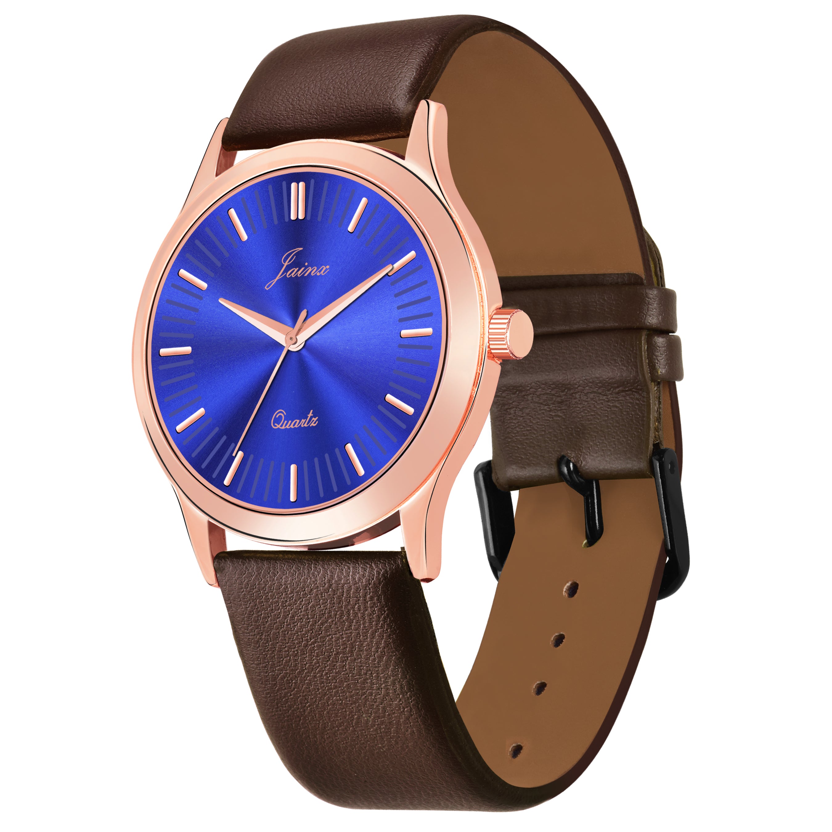 Jainx Blue Dial Leather Band Analog Wrist Watch For Men - JM7181