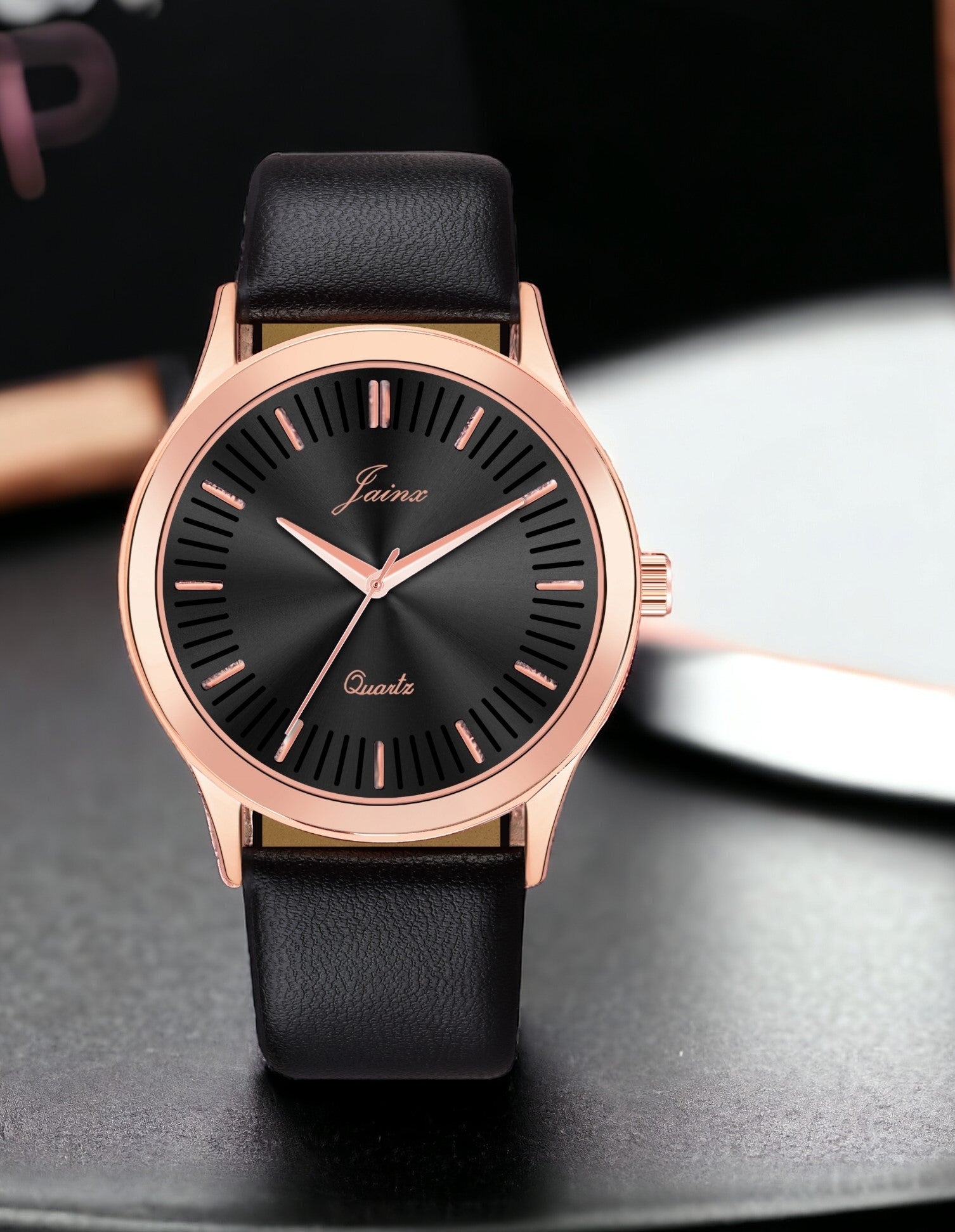 Jainx Black Leather Band Analog Wrist Watch for Men - JM7182 - Jainx Store
