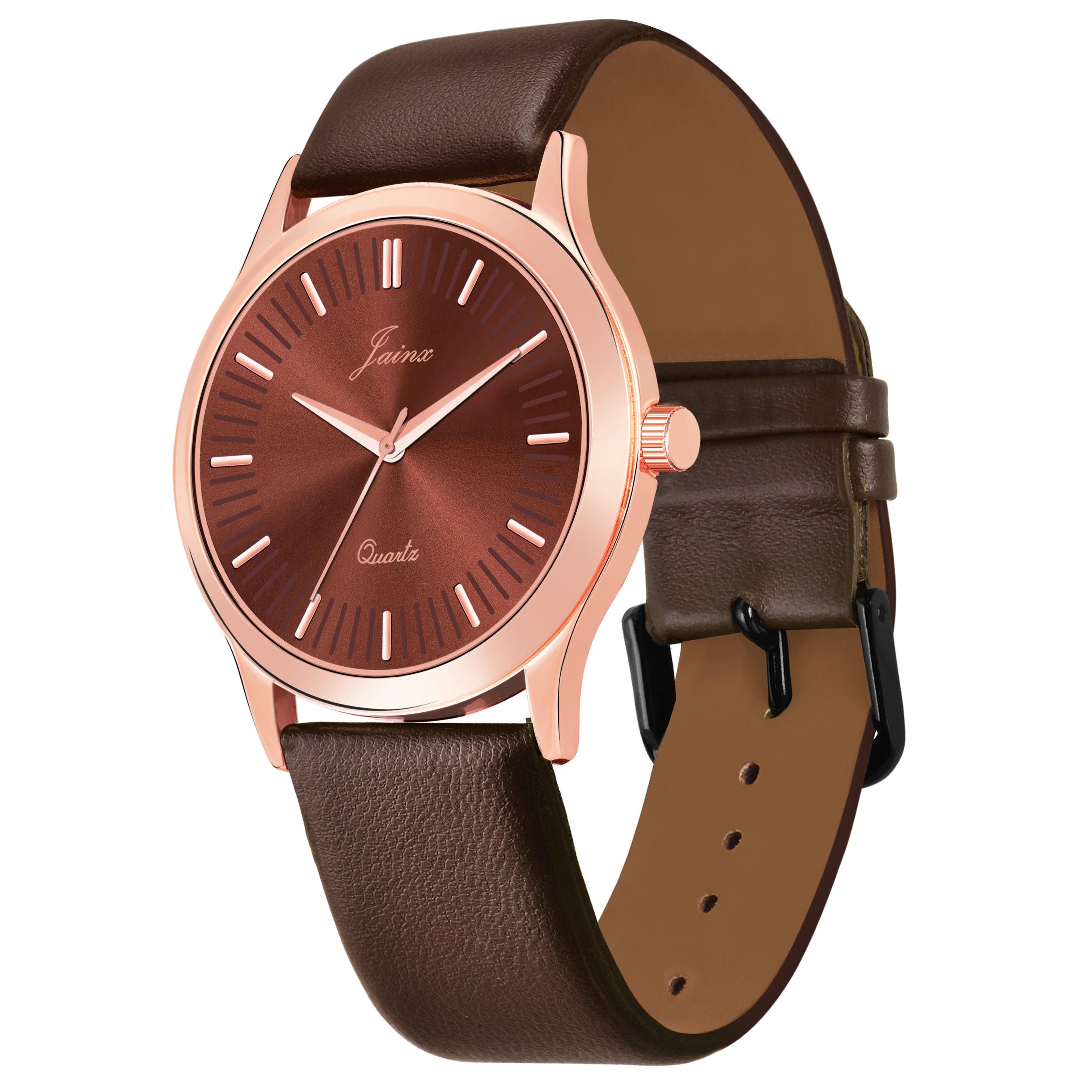 Jainx Brown Leather Band Analog Wrist Watch For Men - JM7183