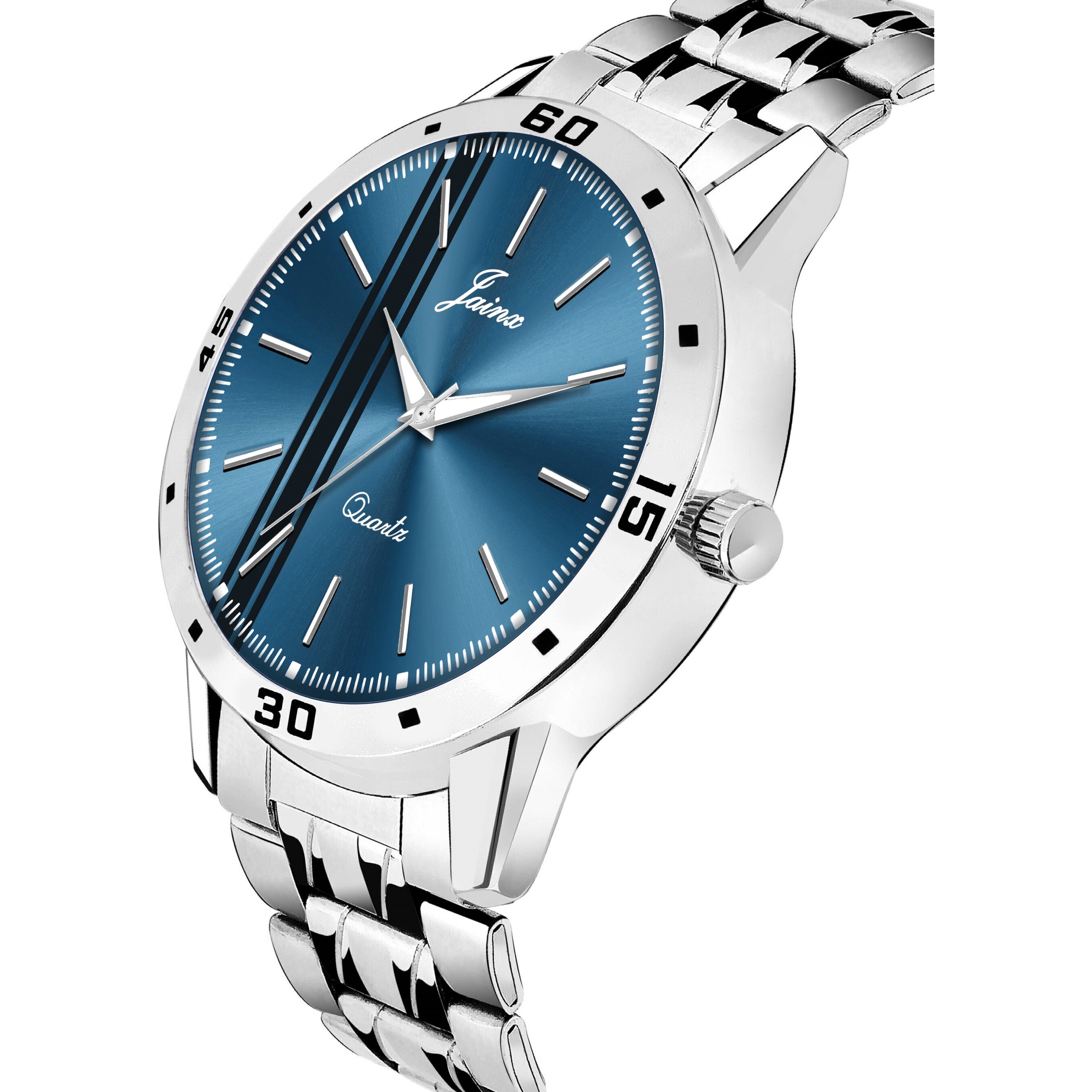 Jainx Blue Dial Steel Chain Analog Wrist Watch For Men - JM7189
