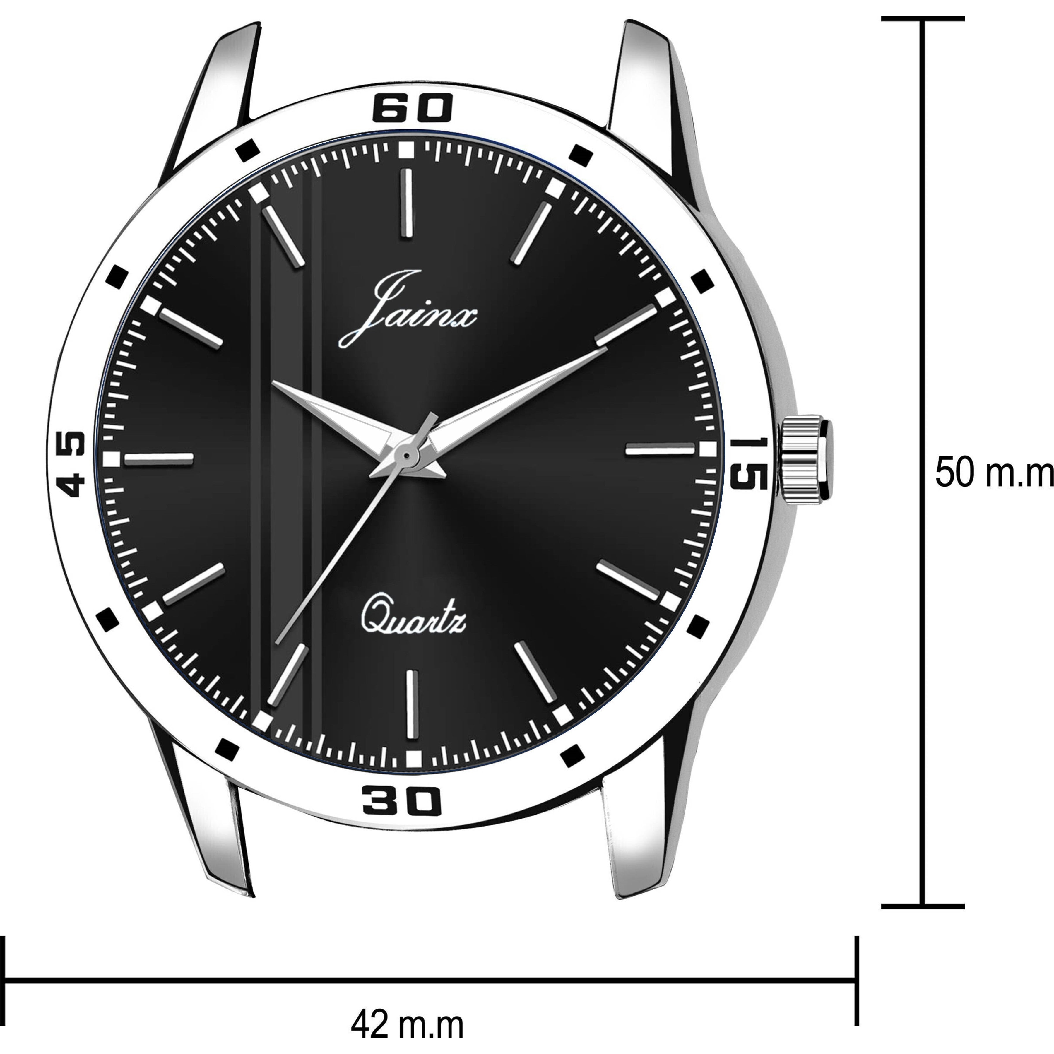 Jainx Black Dial Steel Chain Analog Wrist Watch For Men - JM7190