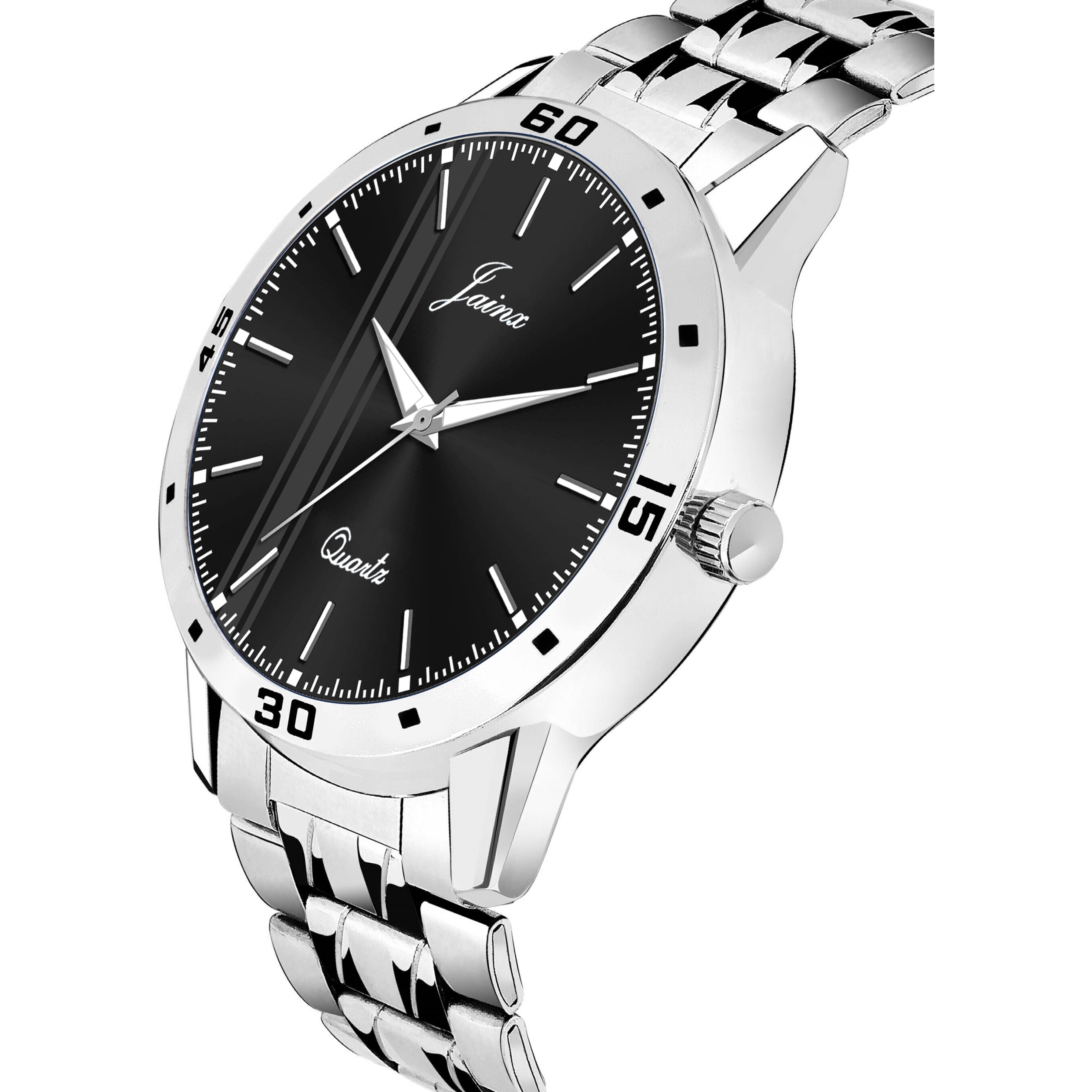 Jainx Black Dial Steel Chain Analog Wrist Watch For Men - JM7190
