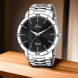 Jainx Black Dial Steel Chain Analog Wrist Watch For Men - JM7190