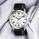 Jainx White Dial Black Leather Band Analog Wrist Watch For Men - JM7191