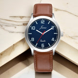 Jainx Blue Dial Brown Leather Band Analog Wrist Watch For Men - JM7192