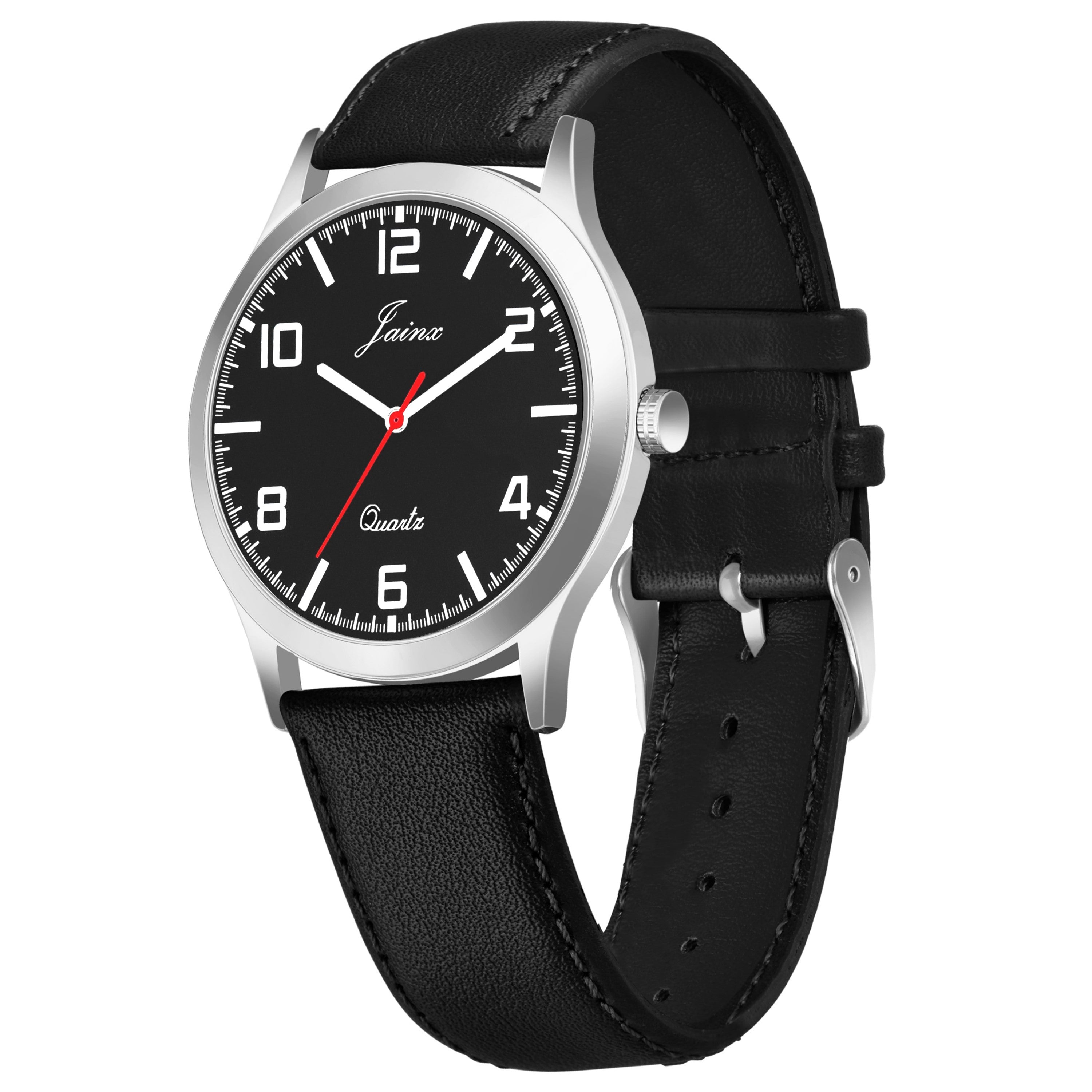Jainx Black Leather Band Analog Wrist Watch For Men - JM7193