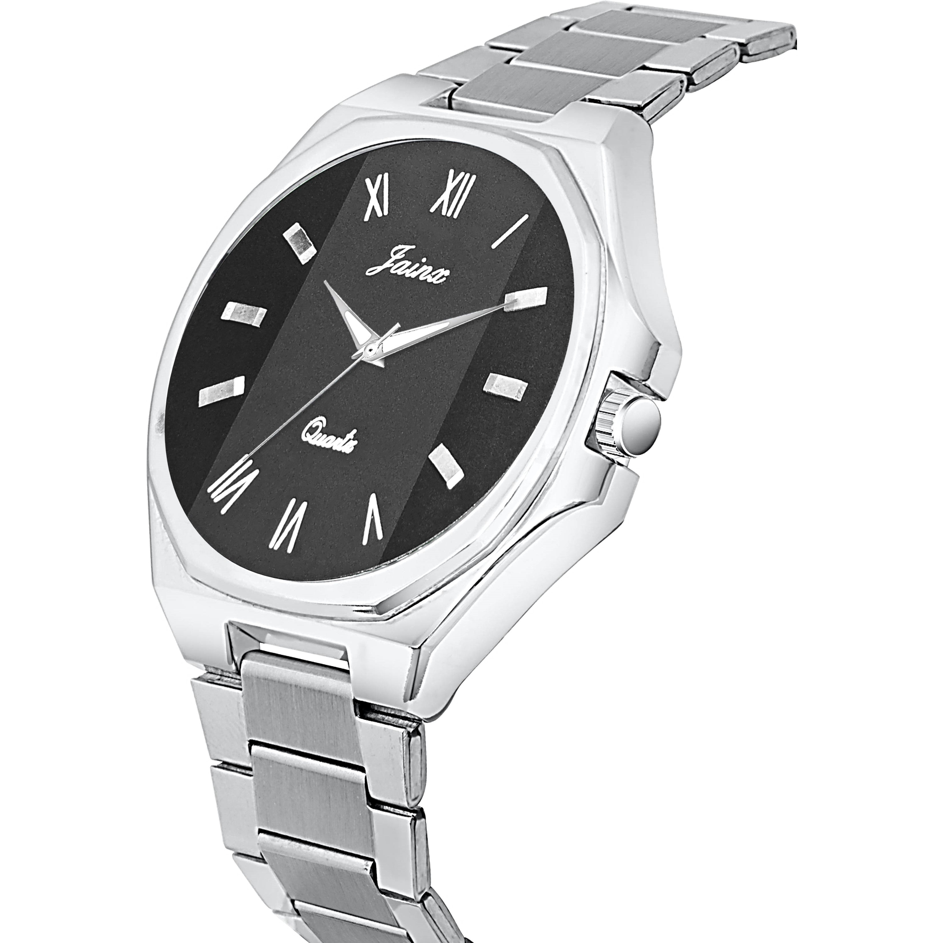 Jainx Black Dial Steel Chain Analog Wrist Watch Fot Men - JM7197