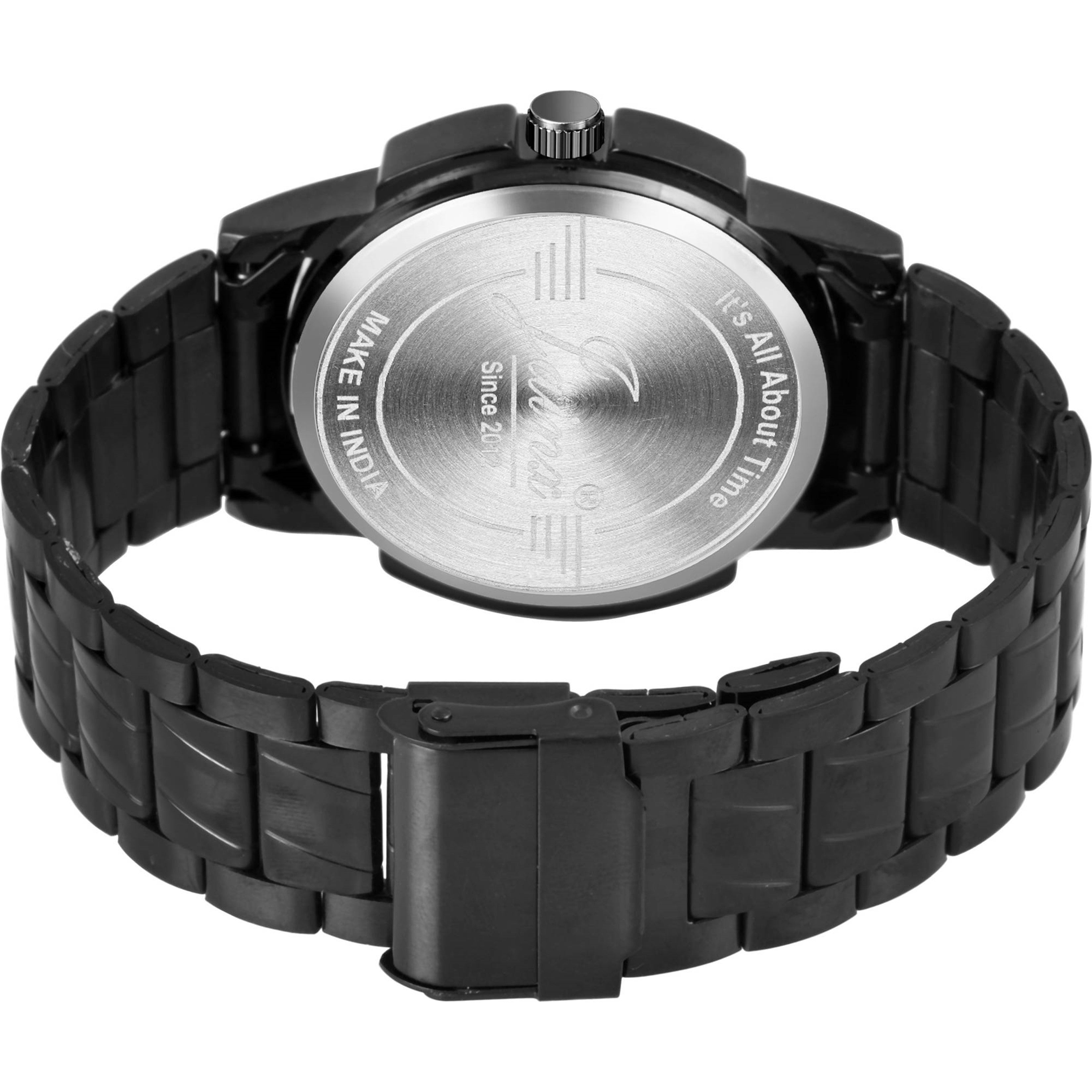 Jainx Black Day And Date Steel Chain Analog Watch - For Men JM7201