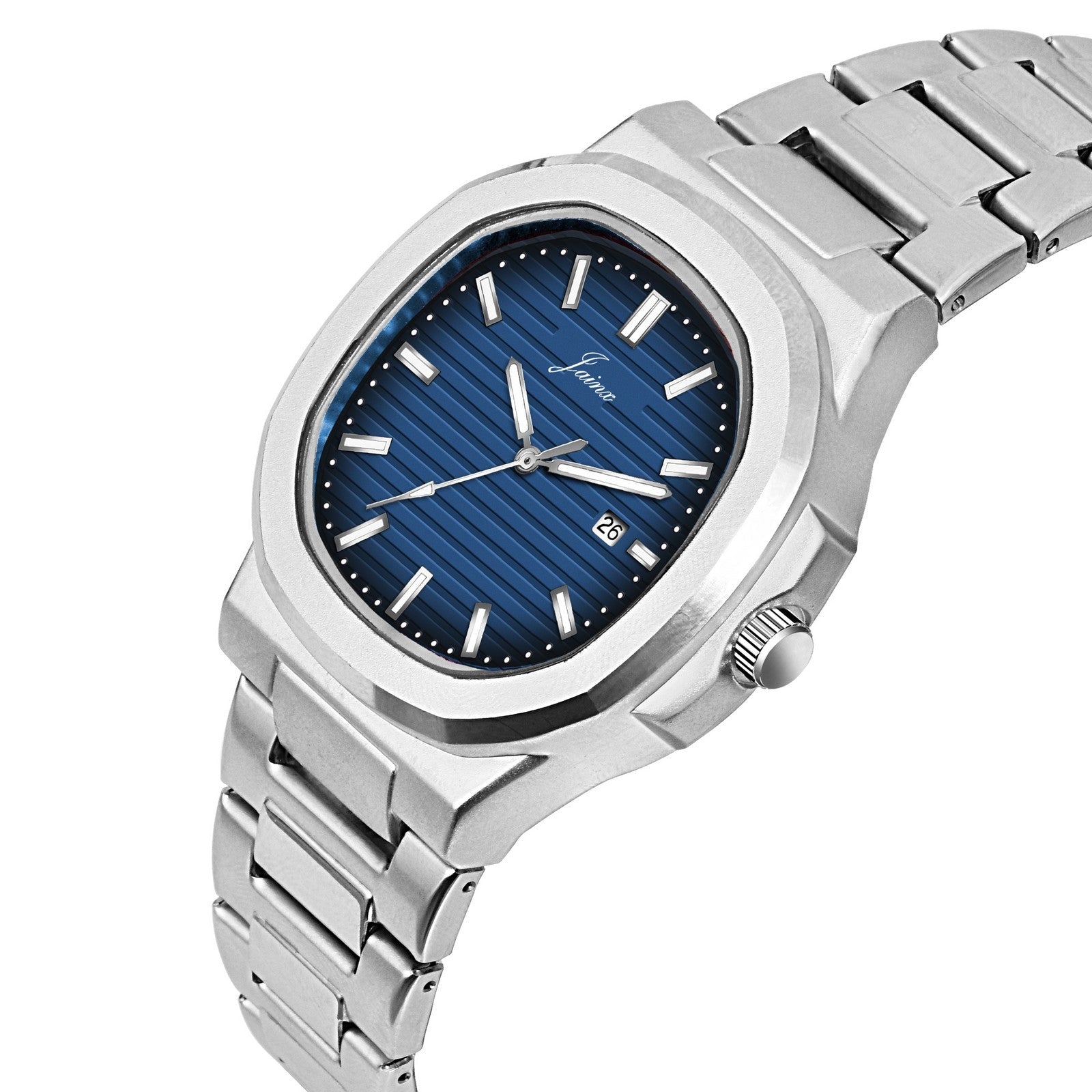 Jainx Blue Dial Steel Chain Analog Wrist Watch For Mens - JM7202