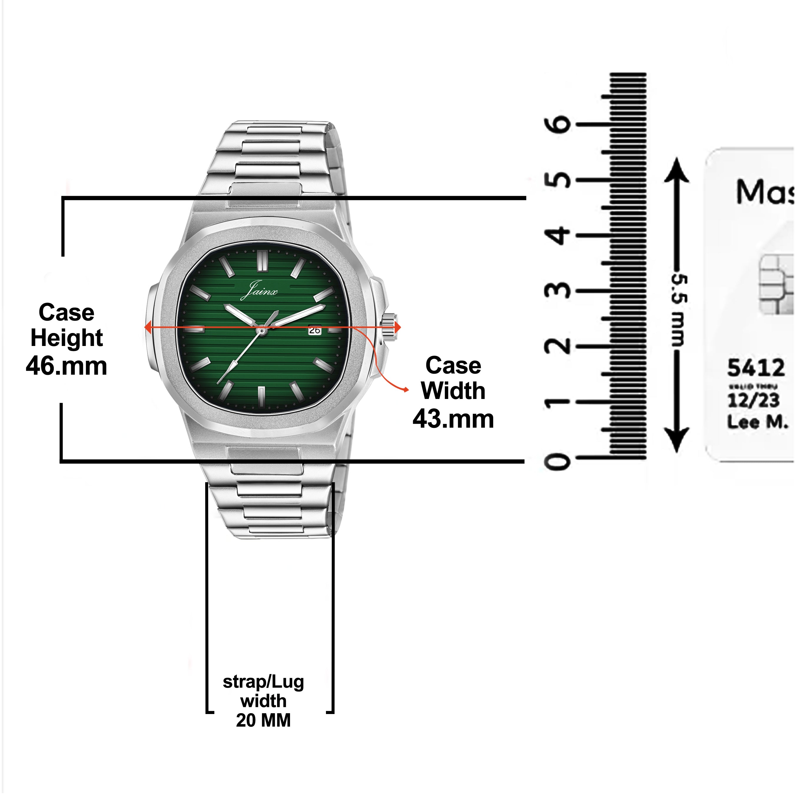 Jainx Green Dial Steel Chain Analog Wrist Watch For Mens - JM7203