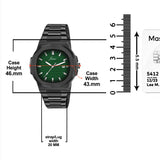 Jainx Green Dial Black Steel Chain Analog Wrist Watch For Mens - JM7206