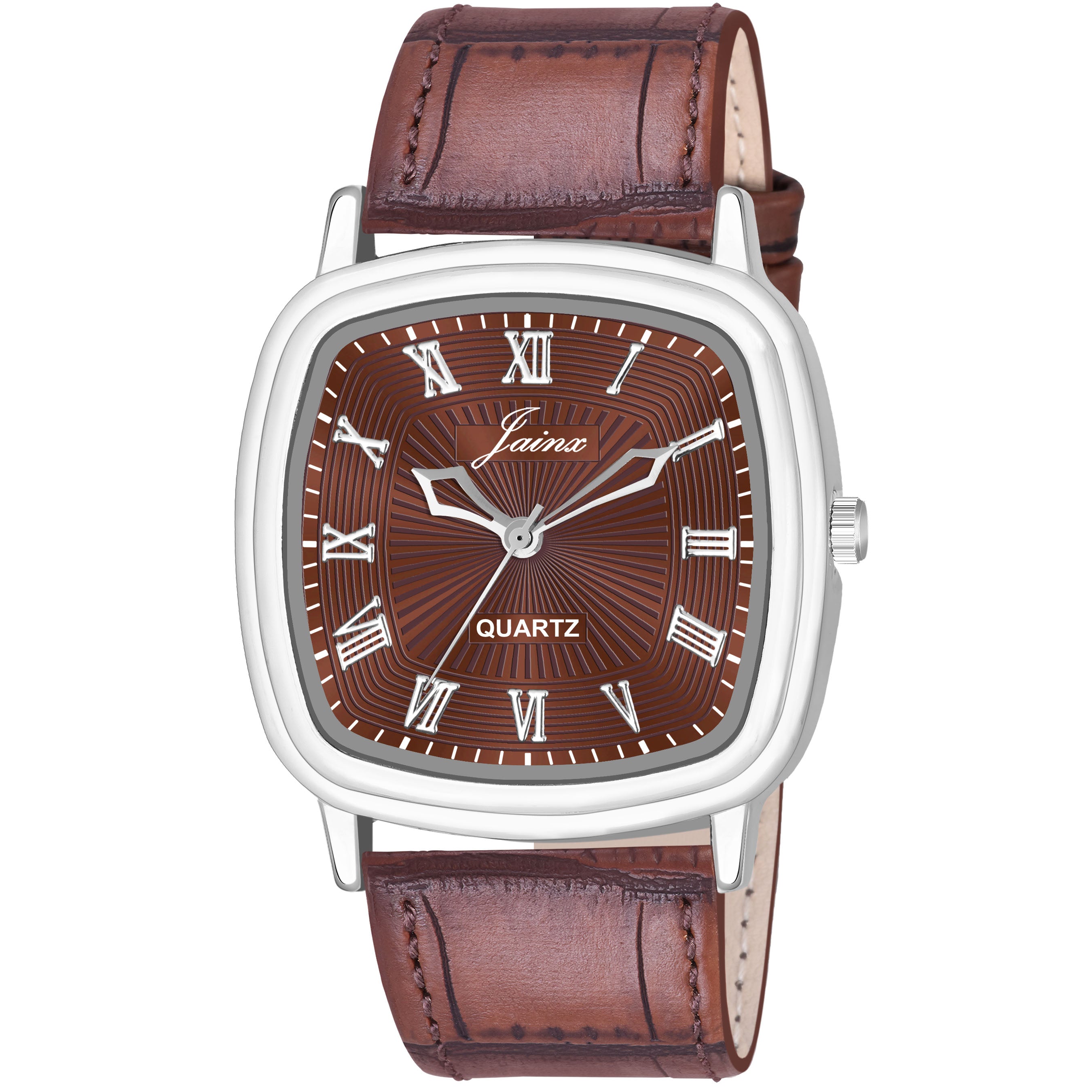 Jainx Brown Dial Brown Leather Strap Watch For Men - JM7161 - Jainx Store