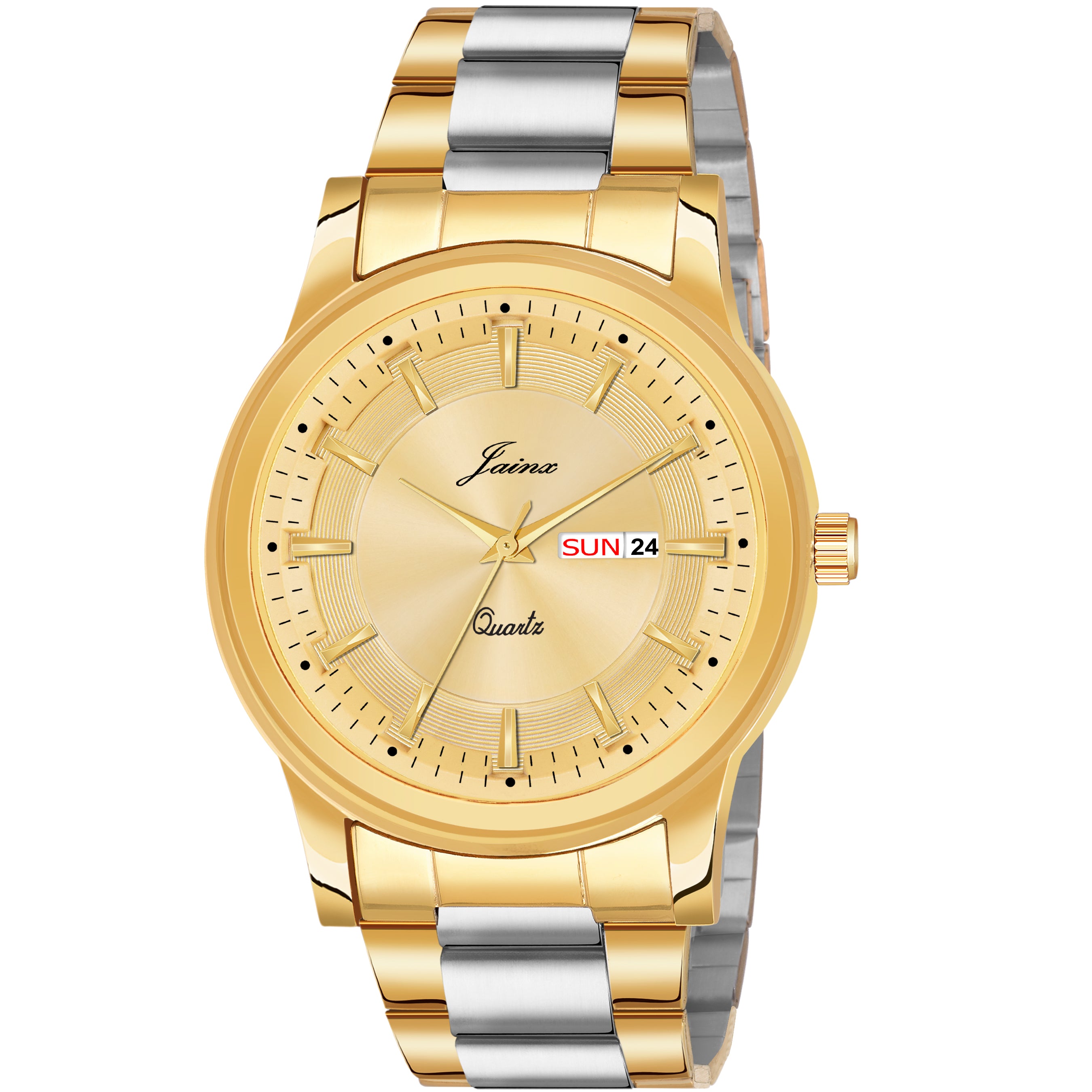 Jainx Premium Day & Date Feature Golden Dial Analogue Watch For Men - JM1175 - Jainx Store